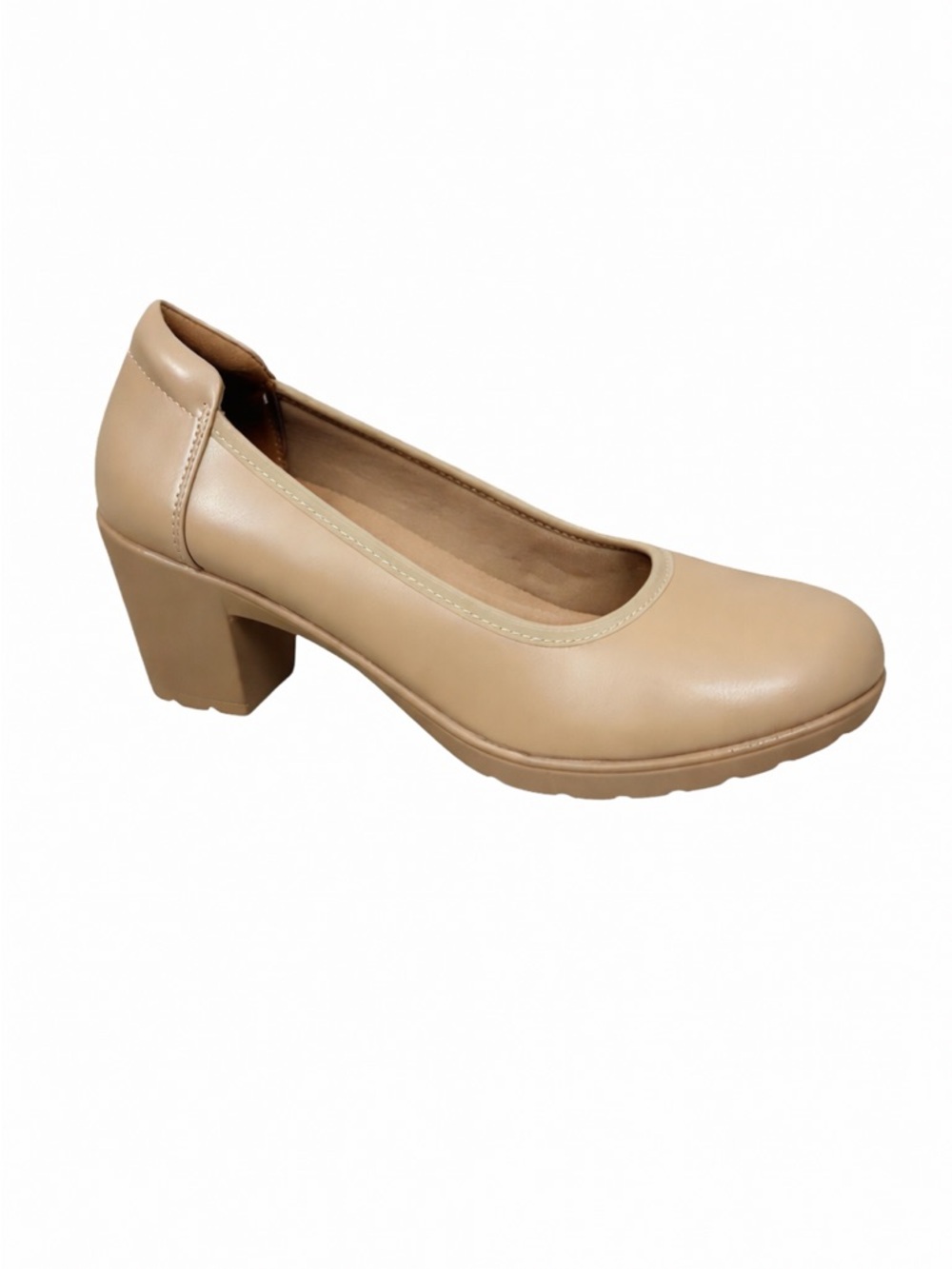 Dream Pairs Nude Block Heel Pumps Round Toe Comfort Size 9 Work Office Career
